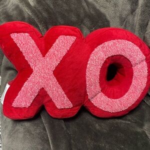 Red and Pink XO Plush Holiday Throw Pillow